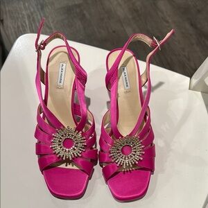 Pink Satin Women’s Sandals with Crystal Embellishment